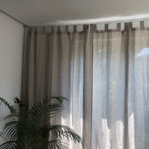 Lniane zasłony z szelkami